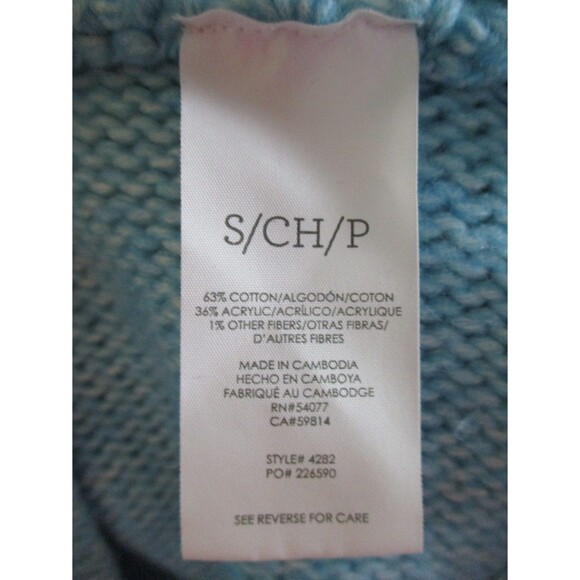 CAbi Womens Sz S Frosty Pullover Knit Sweater V-Neck Aqua Blue Style 4282 Casual - Picture 7 of 8